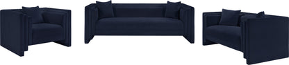 Anzio Navy Chenille Fabric Loveseat