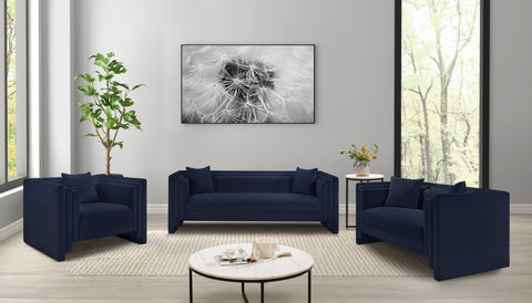 Selene 67" Navy Chenille Fabric Upholstered Loveseat, 1 Piece