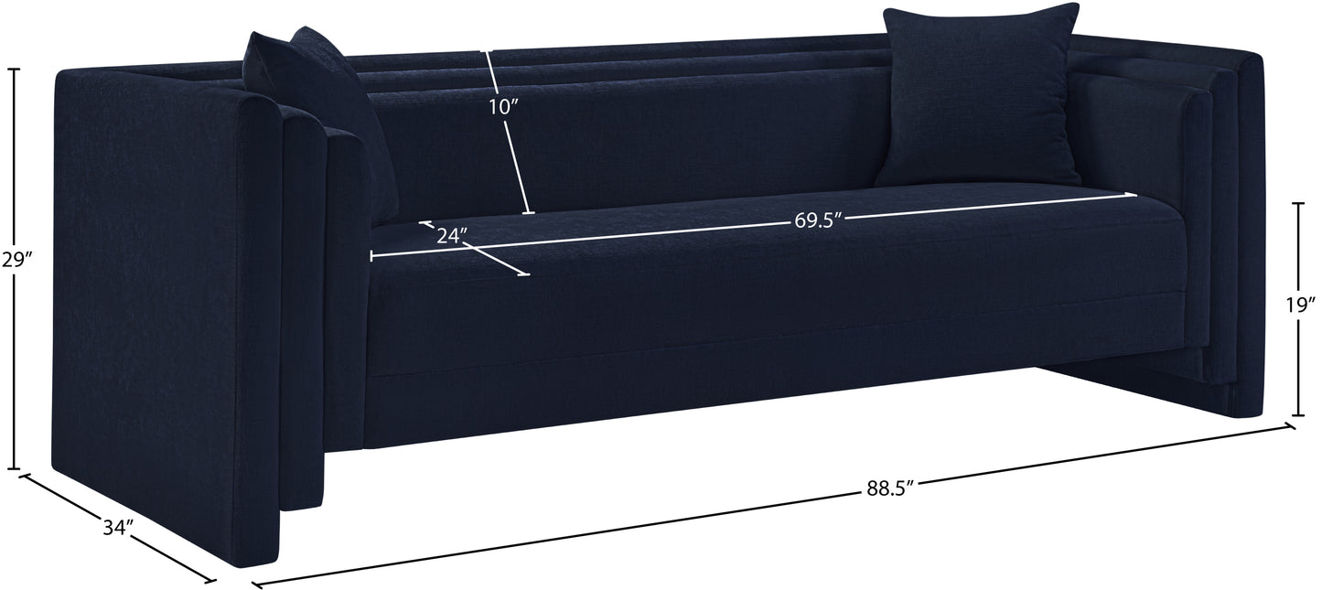 anzio navy chenille fabric sofa