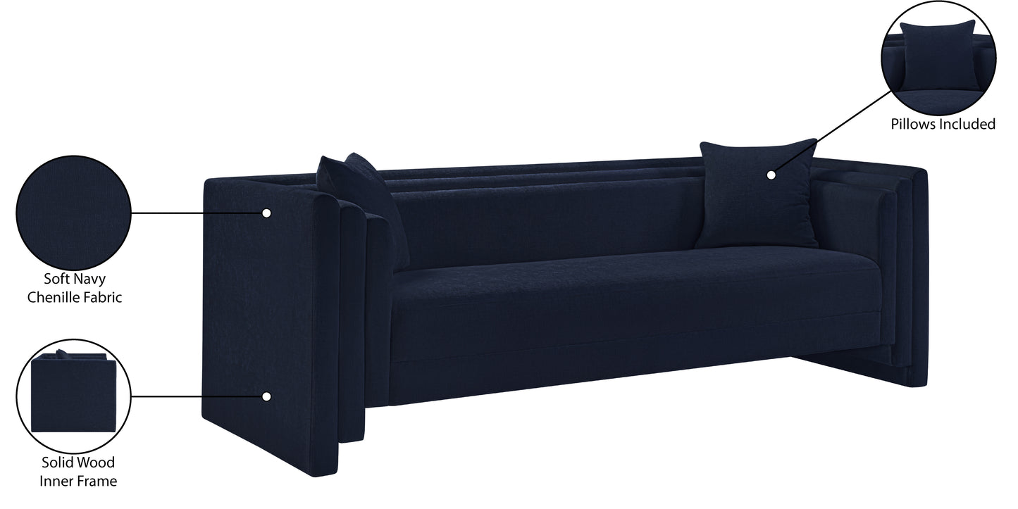 anzio navy chenille fabric sofa