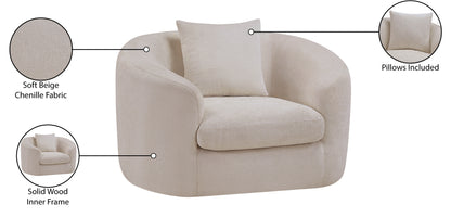 Gianna Beige Chenille Fabric Chair