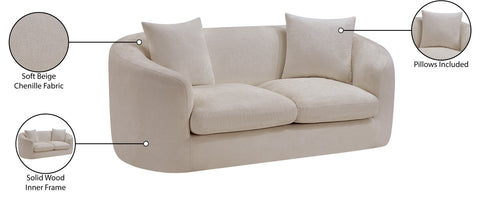 Gianna Beige Chenille Fabric Loveseat