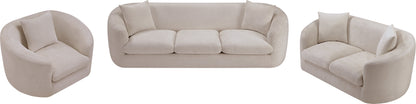 Gianna Beige Chenille Fabric Loveseat