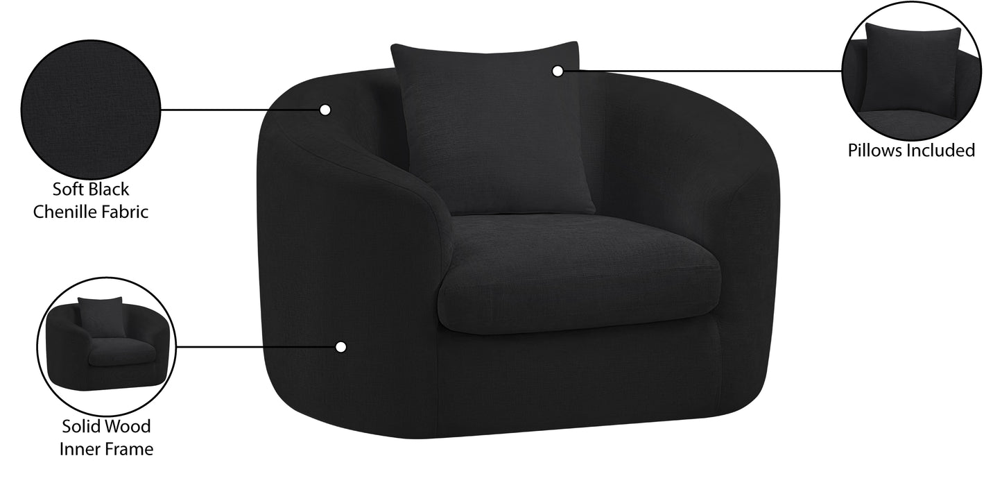 gianna black chenille fabric chair