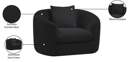 Gianna Black Chenille Fabric Chair