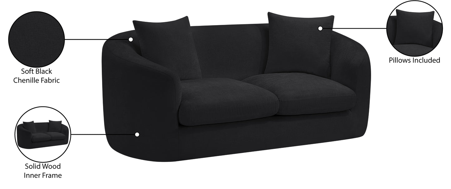 gianna black chenille fabric loveseat