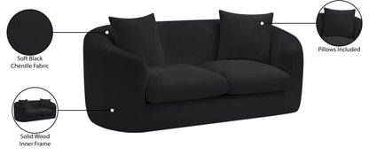 Gianna Black Chenille Fabric Loveseat