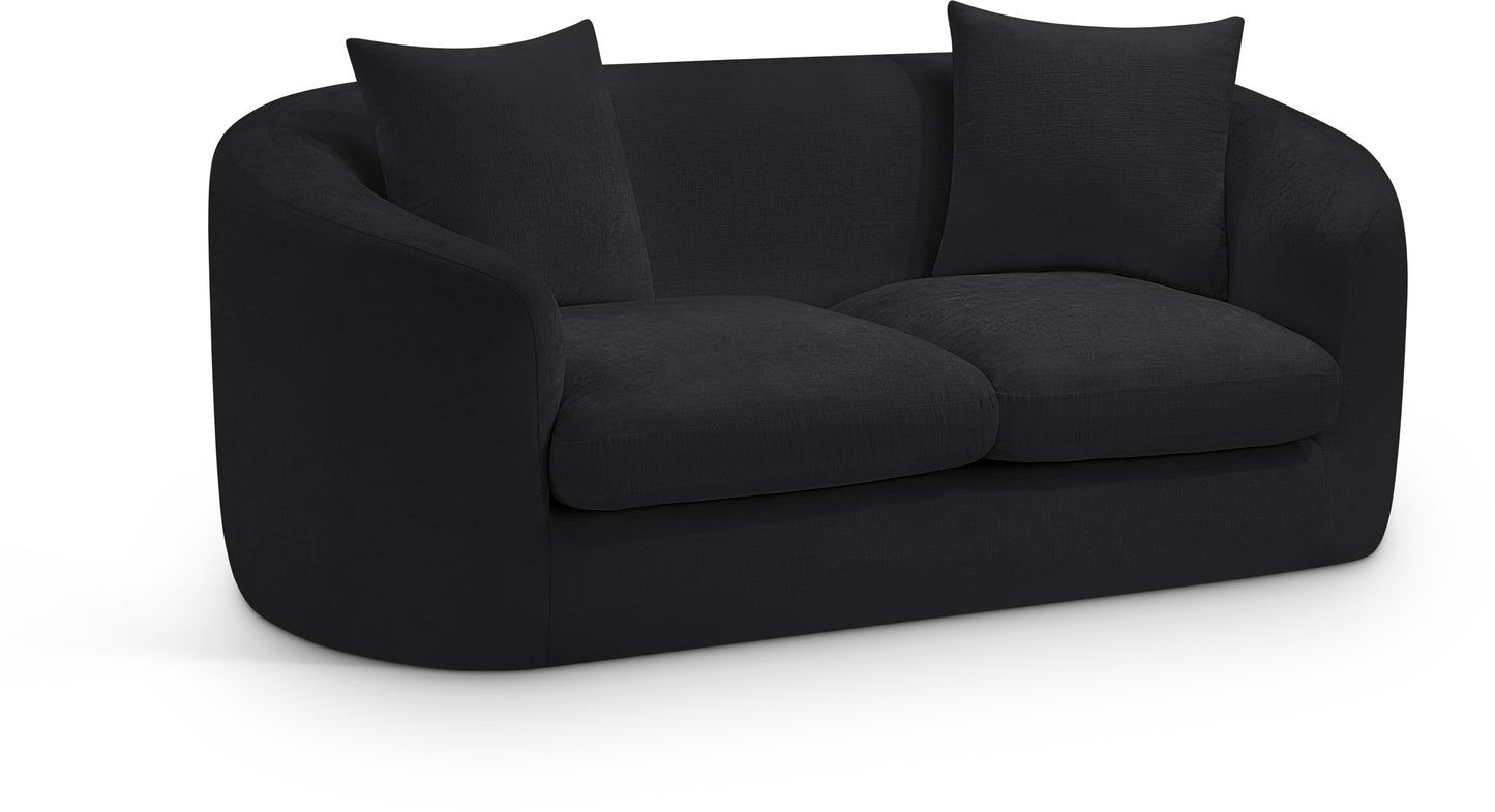 gianna black chenille fabric loveseat