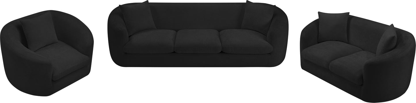 gianna black chenille fabric loveseat