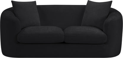 Gianna Black Chenille Fabric Loveseat