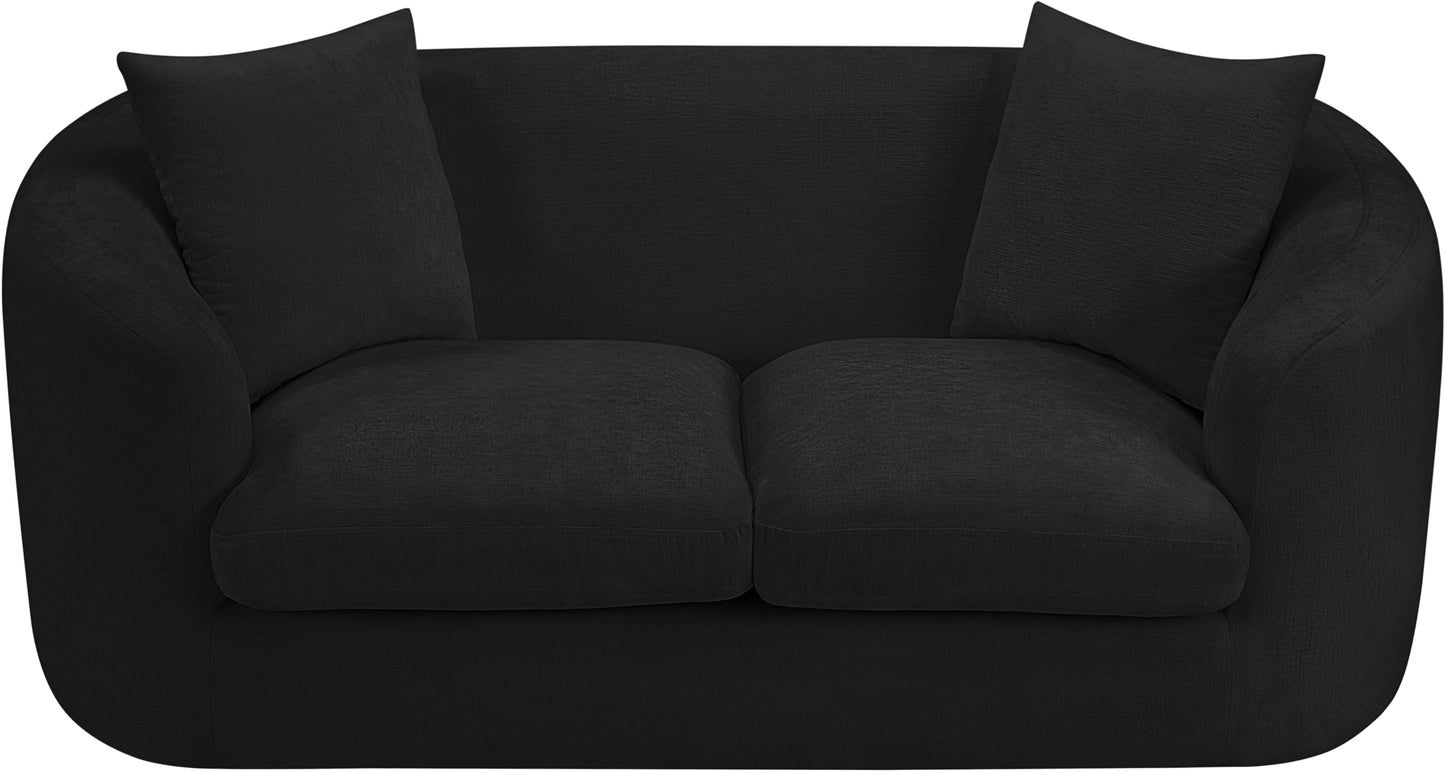 gianna black chenille fabric loveseat