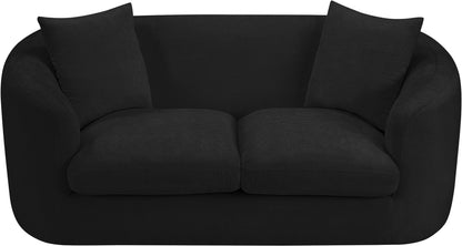 Gianna Black Chenille Fabric Loveseat