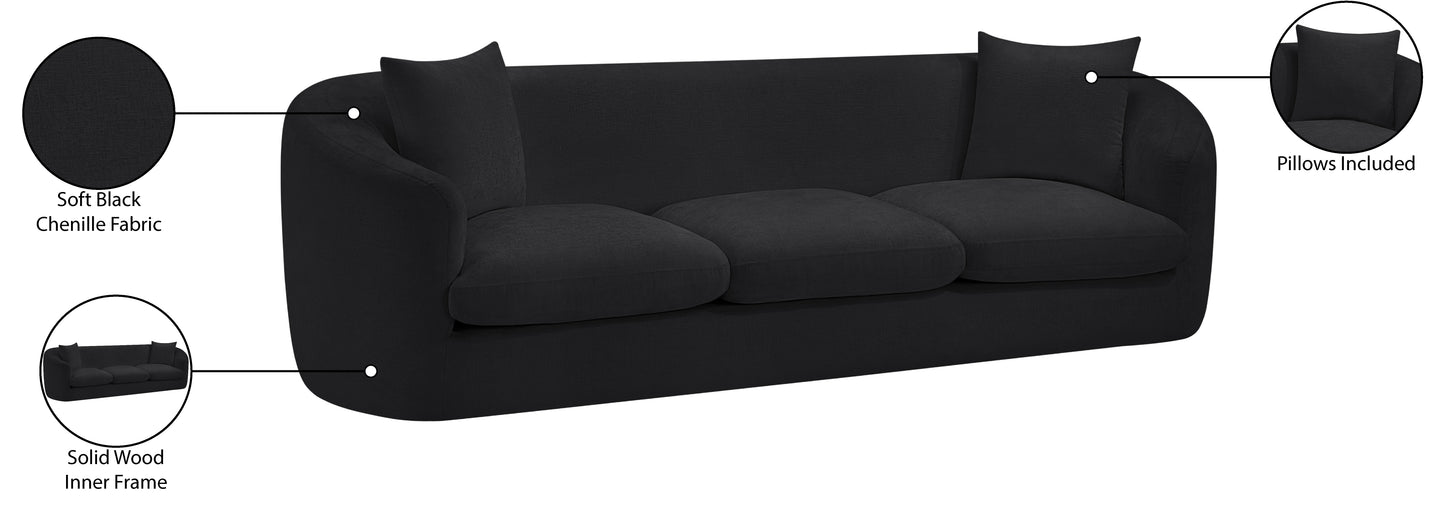 gianna black chenille fabric sofa