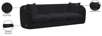 Gianna Black Chenille Fabric Sofa