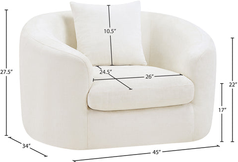 Gianna Cream Chenille Fabric Chair