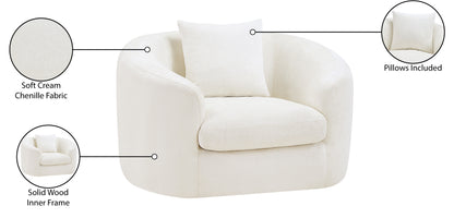 Gianna Cream Chenille Fabric Chair