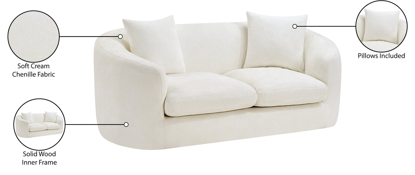 gianna cream chenille fabric loveseat