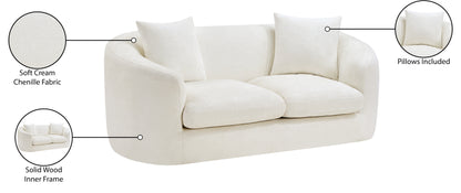 Gianna Cream Chenille Fabric Loveseat