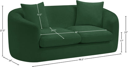 Gianna Green Chenille Fabric Loveseat