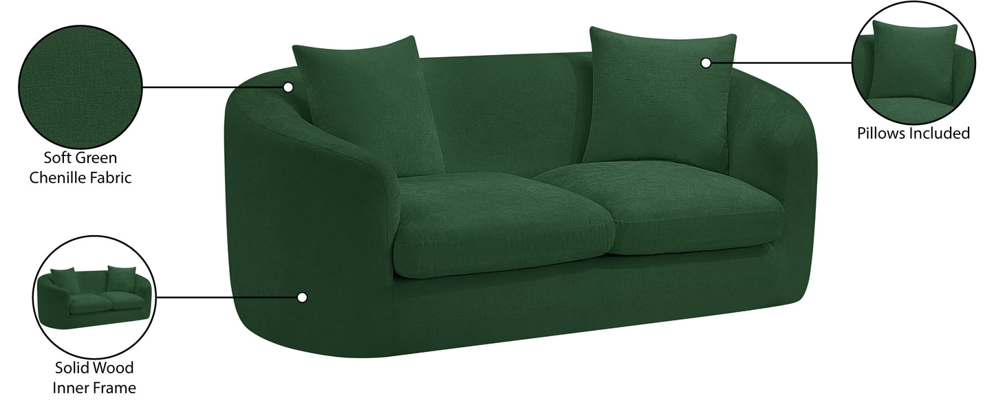 gianna green chenille fabric loveseat