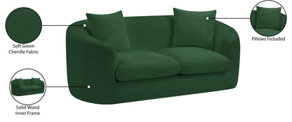 Gianna Green Chenille Fabric Loveseat