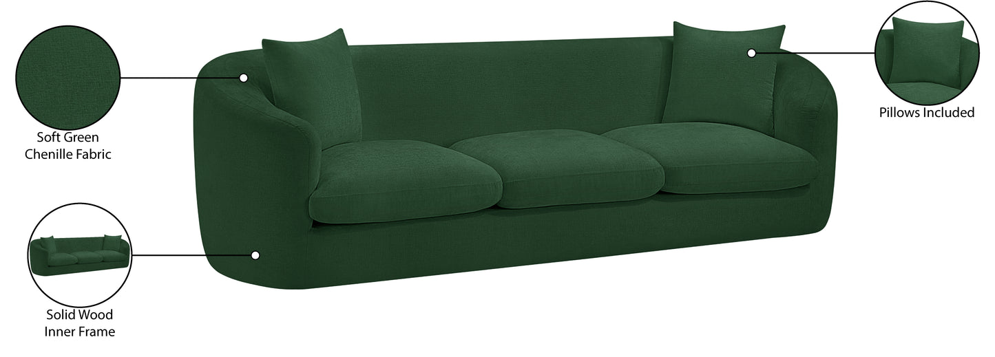 gianna green chenille fabric sofa