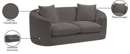 Gianna Grey Chenille Fabric Loveseat