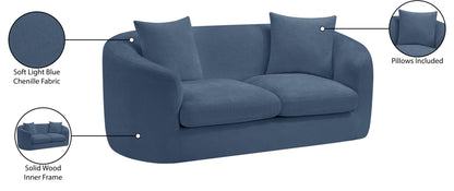 Gianna Light Blue Chenille Fabric Loveseat