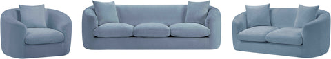 Giselle 92.5" Light Blue Chenille Fabric Upholstered Sofa, 1 Piece