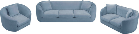 Giselle 92.5" Light Blue Chenille Fabric Upholstered Sofa, 1 Piece