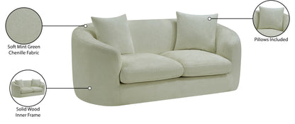 Gianna Mint Chenille Fabric Loveseat