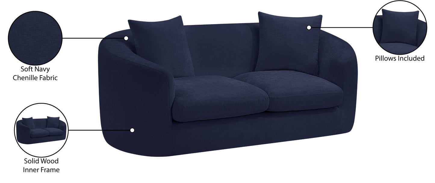 gianna navy chenille fabric loveseat