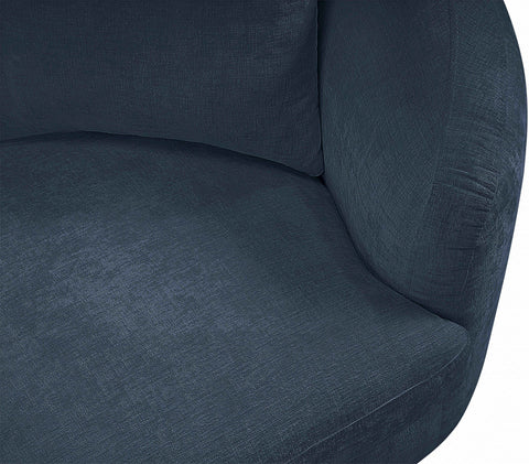 Giselle 92.5" Navy Chenille Fabric Upholstered Sofa, 1 Piece