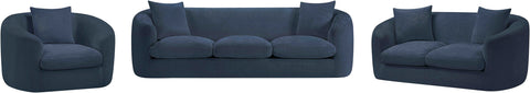 Giselle 92.5" Navy Chenille Fabric Upholstered Sofa, 1 Piece