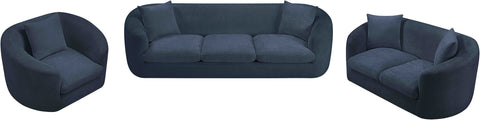Giselle 92.5" Navy Chenille Fabric Upholstered Sofa, 1 Piece