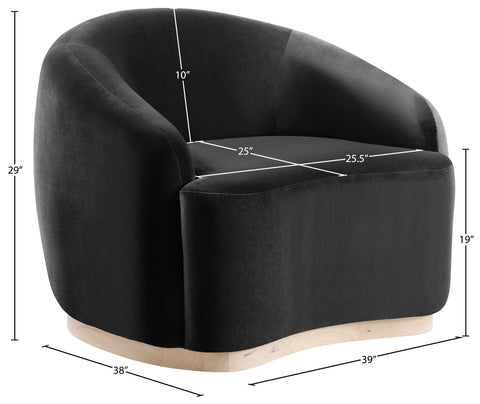 Selene Black Velvet Upholstered Chair, 1 Piece