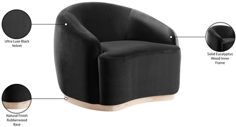 Selene Black Velvet Upholstered Chair, 1 Piece