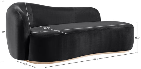 Selene Black Velvet Upholstered Chaise, 1 Piece