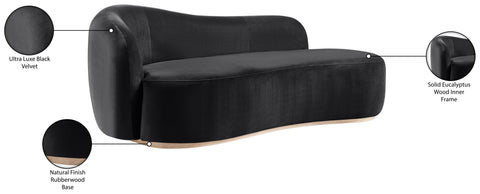 Selene Black Velvet Upholstered Chaise, 1 Piece