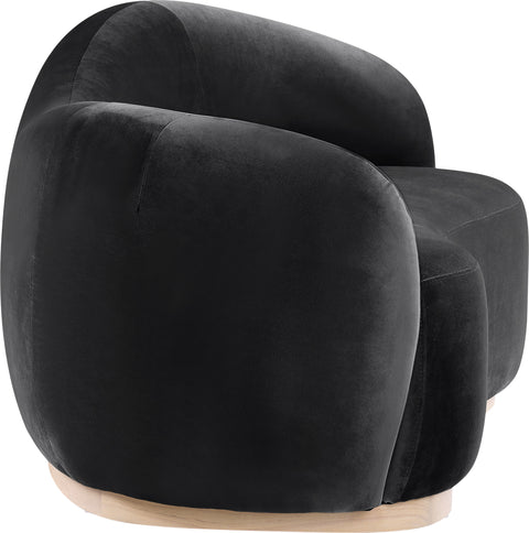 Selene 72.5" Black Velvet Upholstered Loveseat, 1 Piece