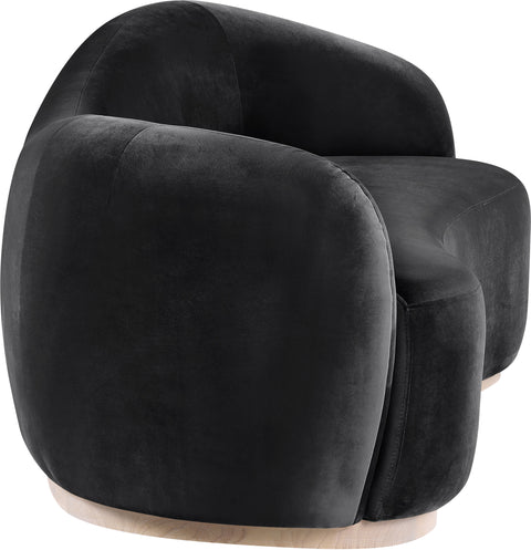 Selene 92.5" Black Velvet Upholstered Sofa, 1 Piece