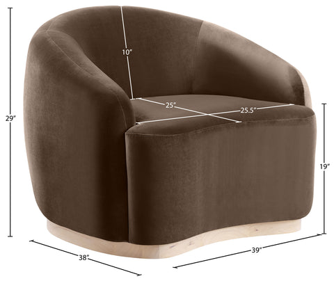 Selene Brown Velvet Upholstered Chair, 1 Piece