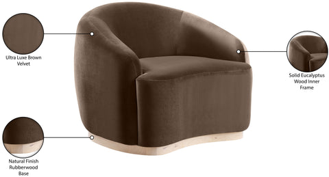 Selene Brown Velvet Upholstered Chair, 1 Piece