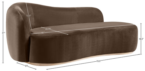 Selene Brown Velvet Upholstered Chaise, 1 Piece