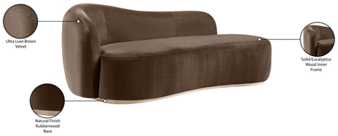 Selene Brown Velvet Upholstered Chaise, 1 Piece
