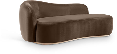Selene Brown Velvet Upholstered Chaise, 1 Piece