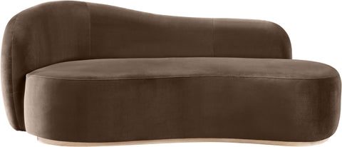 Selene Brown Velvet Upholstered Chaise, 1 Piece