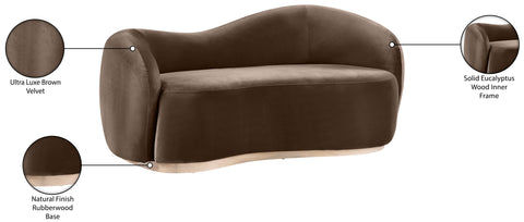 Selene 72.5" Brown Velvet Upholstered Loveseat, 1 Piece