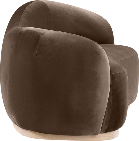 Selene 72.5" Brown Velvet Upholstered Loveseat, 1 Piece