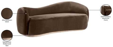 Selene 92.5" Brown Velvet Upholstered Sofa, 1 Piece